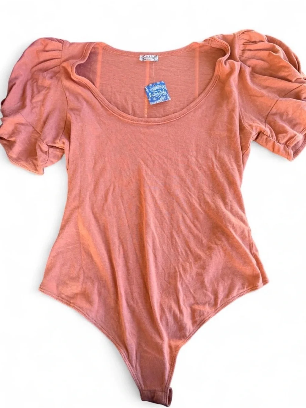 Free People Rust Puff Sleeve Bodysuit